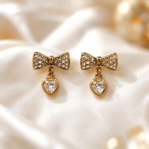 Bow drop earring