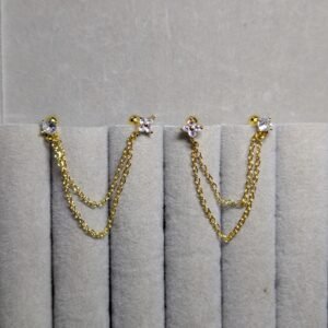 flower with stone double chain