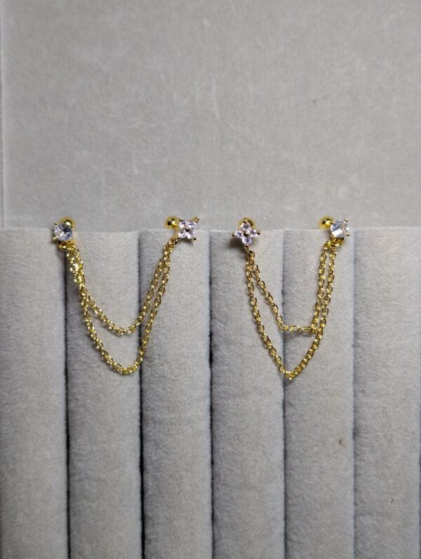 flower with stone double chain