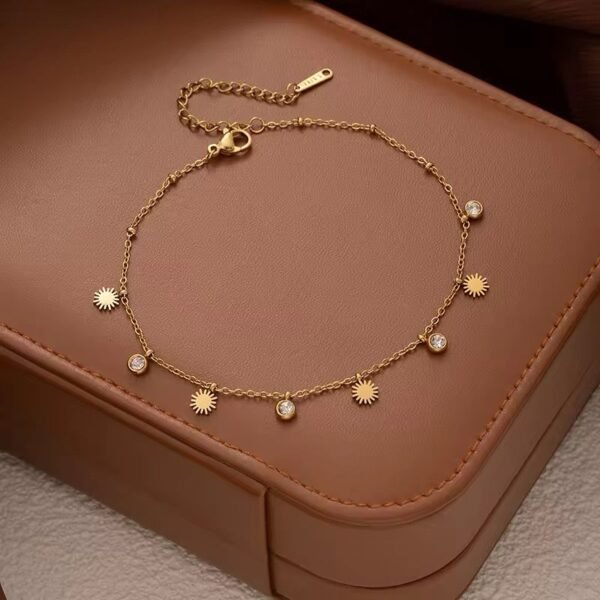 Sun charm anklet pair