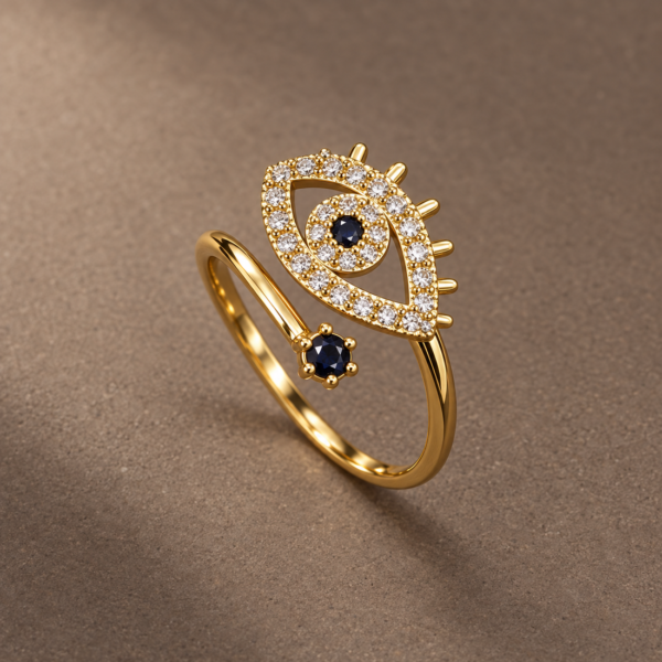 Black evil eye ring