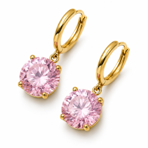 Pink stone hoops